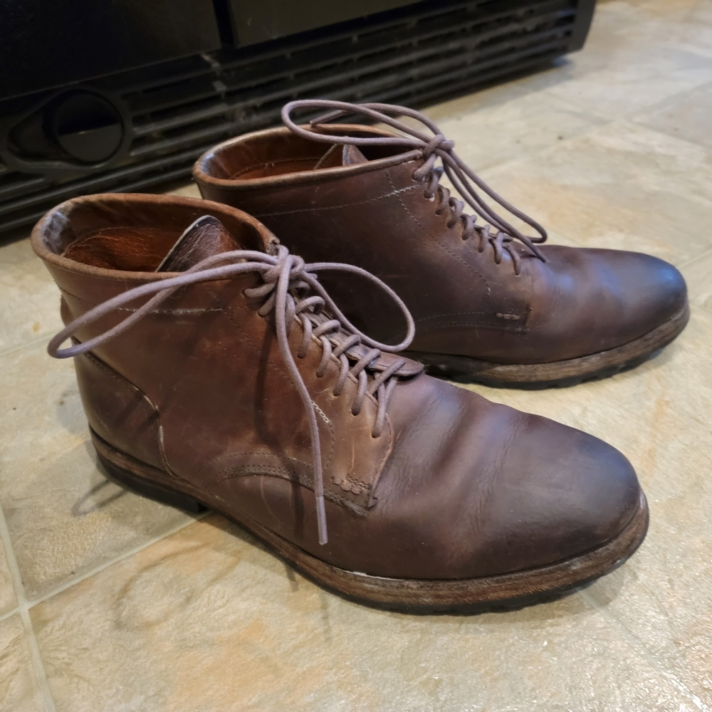Frye Brown Leather Lace-Up Boots